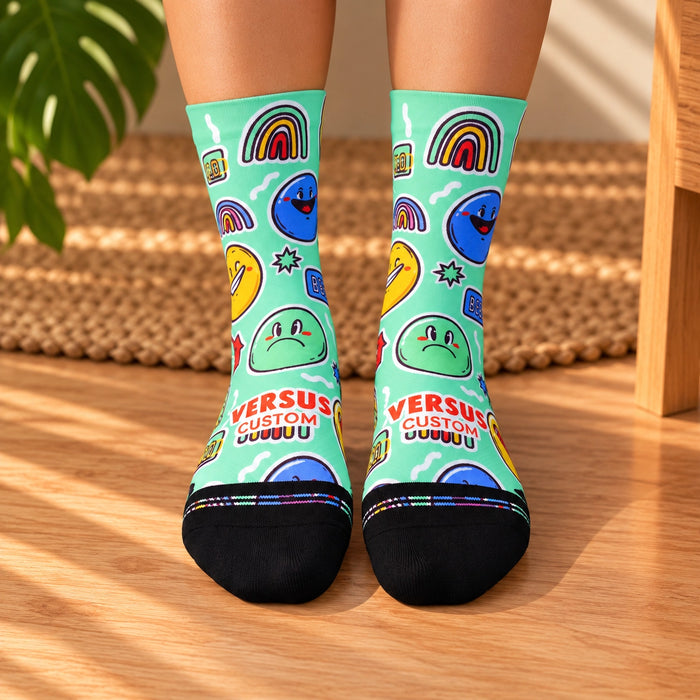 Junior Funky Active Crew Tab Socks - Green