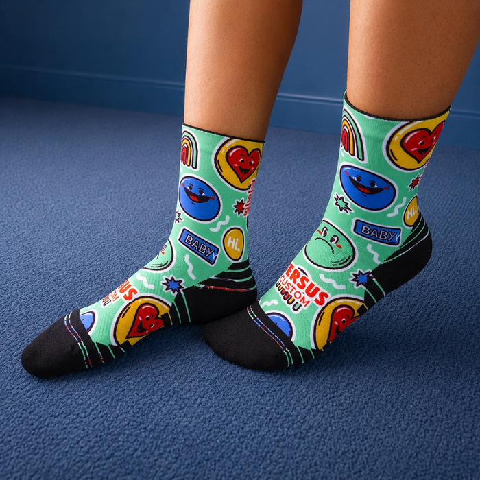 Junior Funky Active Crew Tab Socks - Green